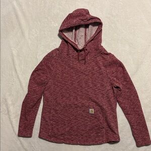 Carhartt Women’s Red Heather Hooded Hoodie Sweatshirt medium slightly fitted